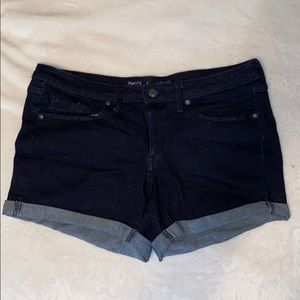 Mid-Rise Midi Denim Shorts